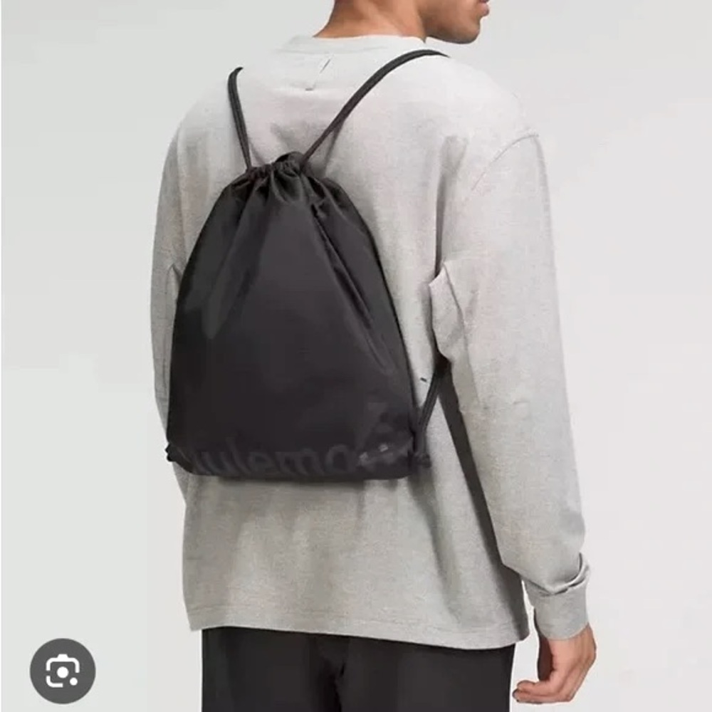 Lululemon lightweight drawstring gym sack Black carryall backpack NWOT